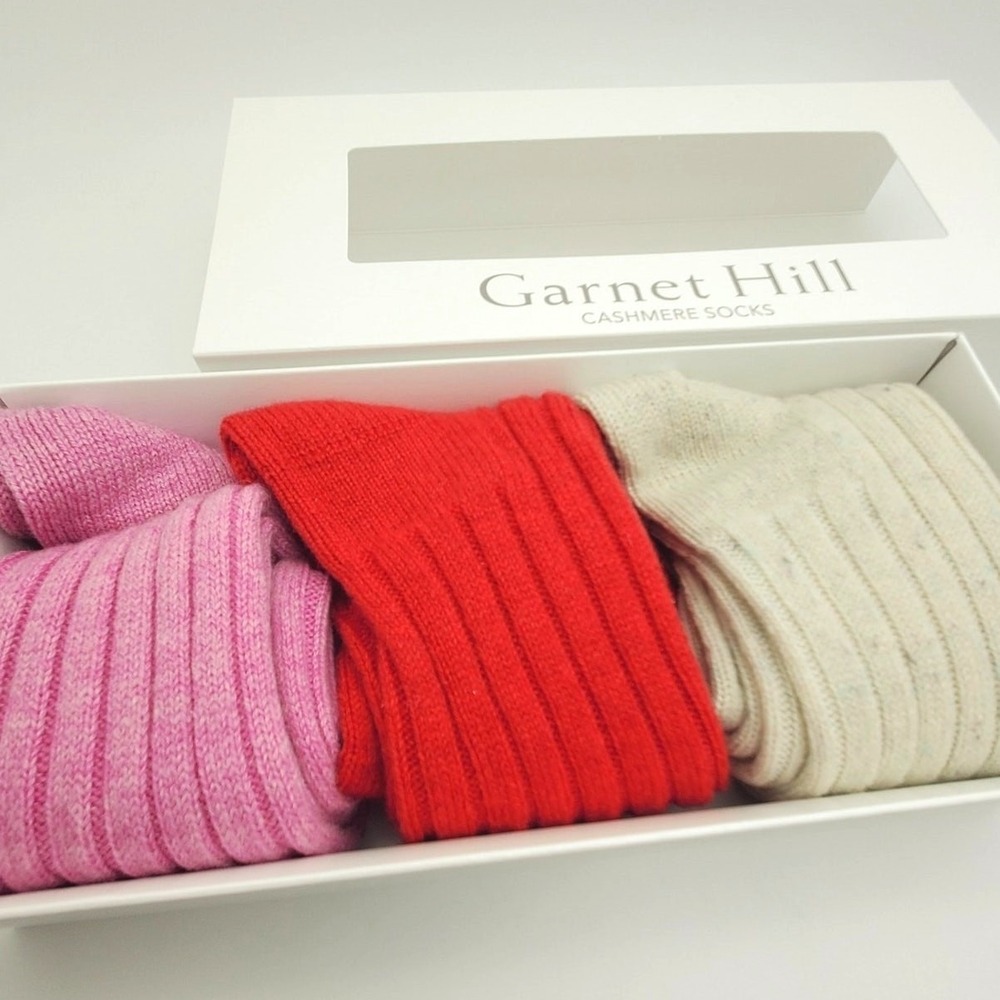 Cashmere Crew Socks 3 Pack Gift Set Womens Medium 9-11 Garnet Hill New Cozy Warm